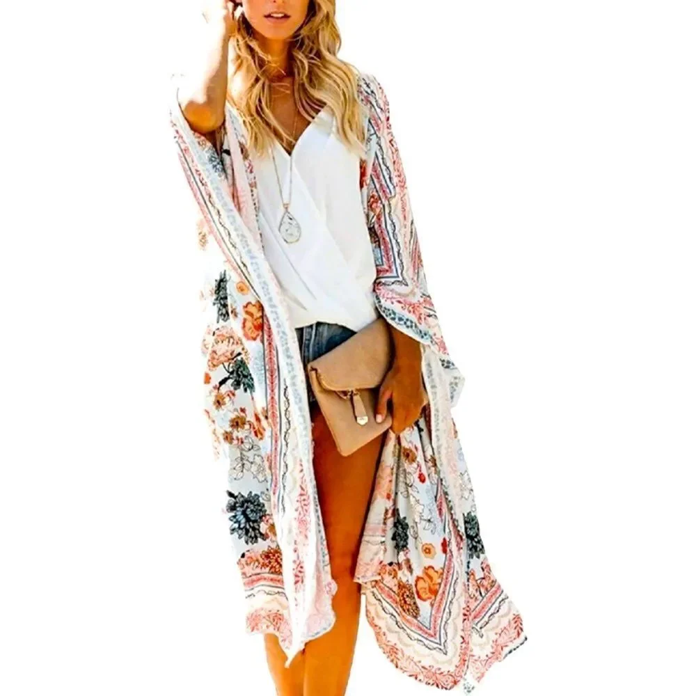 Boho Floral Kimono Duster Cardigan Top - LAST ONE - Picture 3 of 8